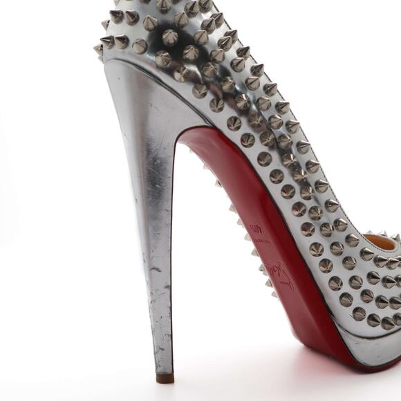 Christian Louboutin Alti 160 Spiked Metallic Leather Platform Heels 40.5 - Picture 10 of 16